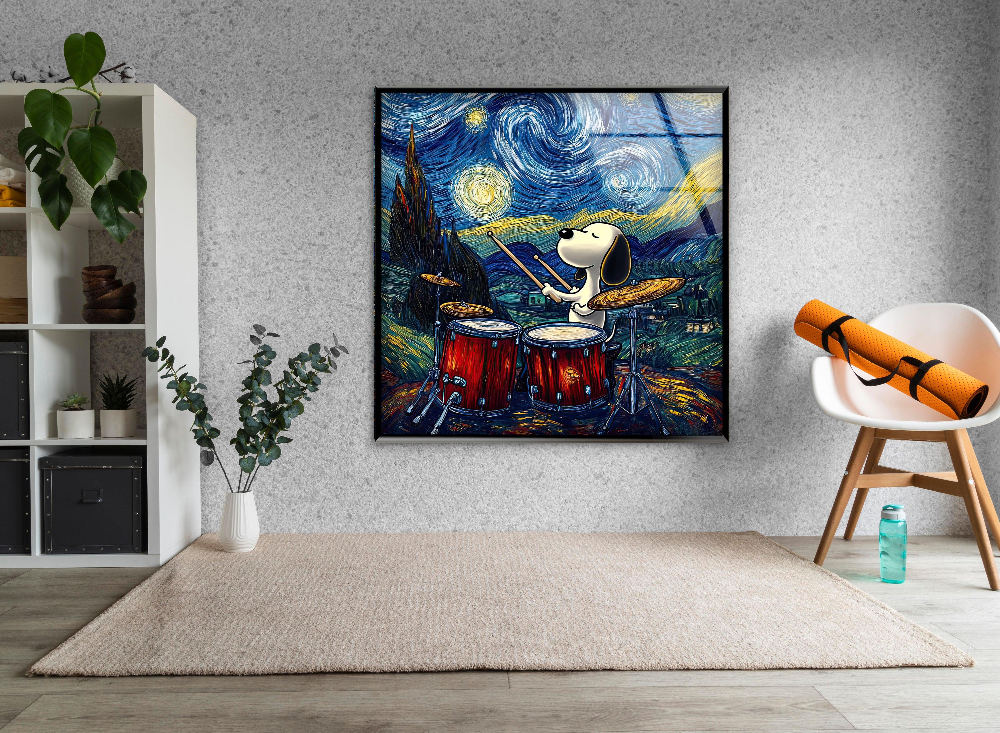 Cartoon Snoopy Drum Wall Art – Fun Artistic Decor – MyPhotoStation
