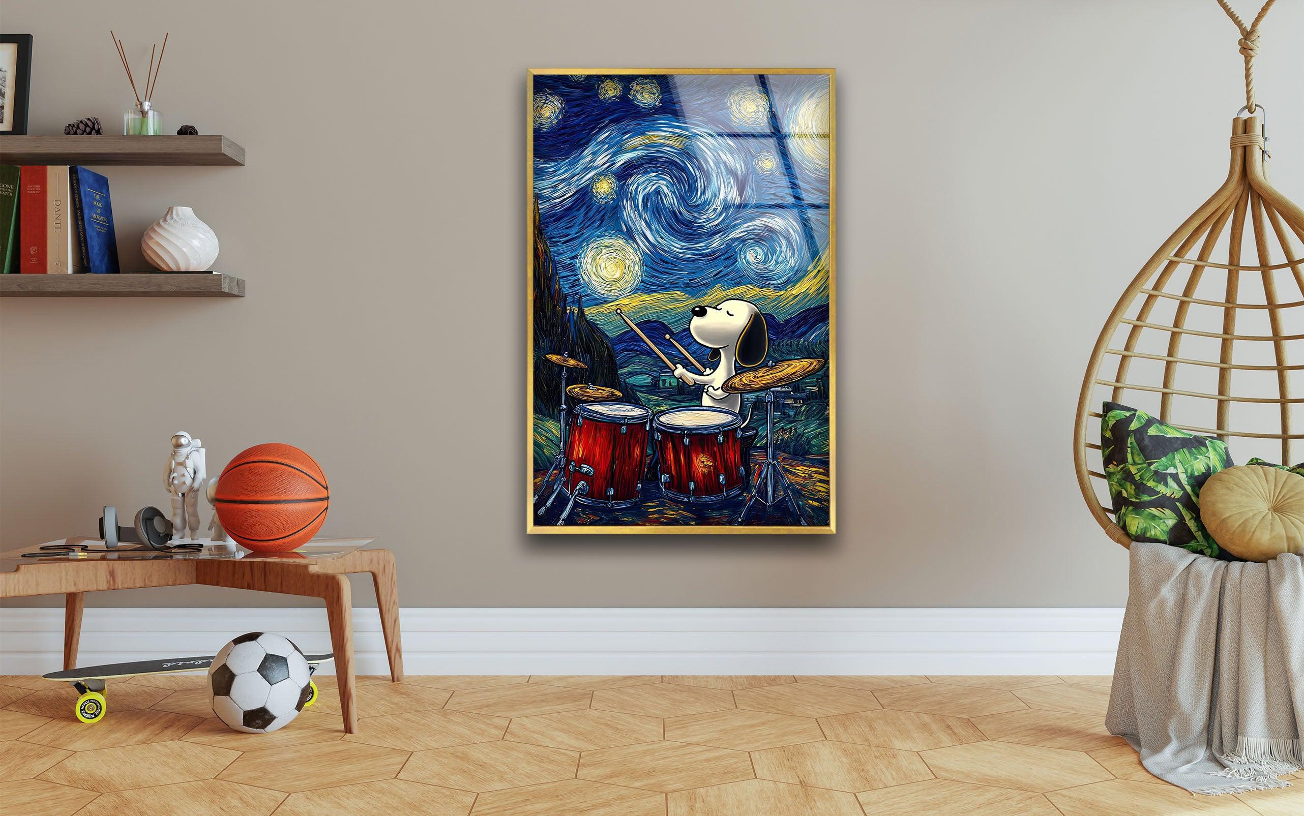 Cartoon Snoopy Drum Wall Art – Fun Artistic Decor – MyPhotoStation