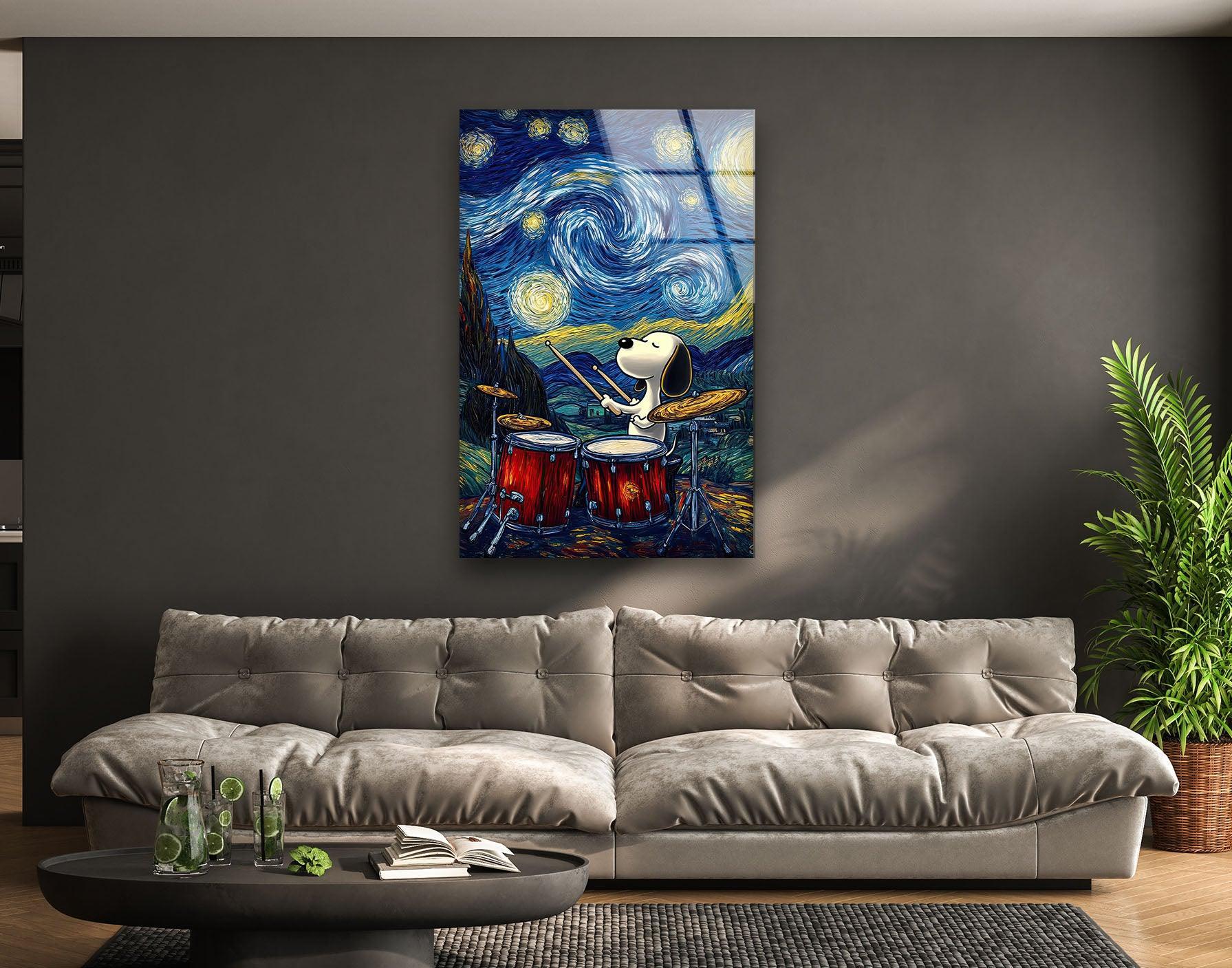 Cartoon Snoopy Drum Wall Art – Fun Artistic Decor – MyPhotoStation