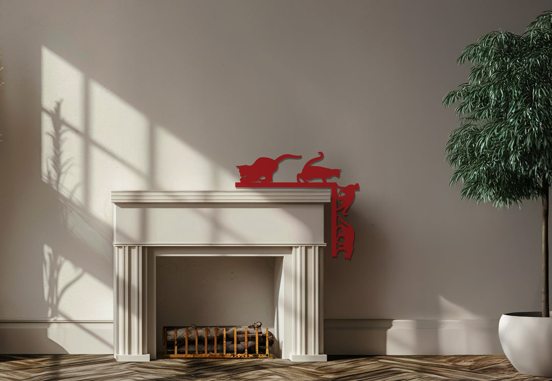 Energetic cats metal wall art for cozy living rooms