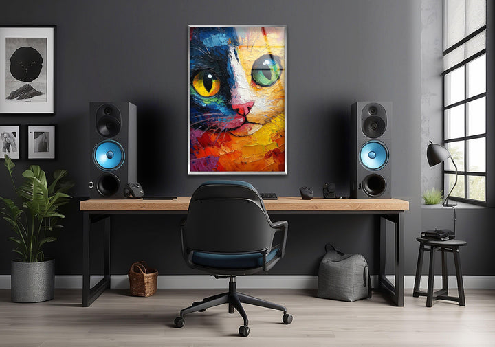Cat Head Glass Wall Art custom glass photo prints, large glass prints
