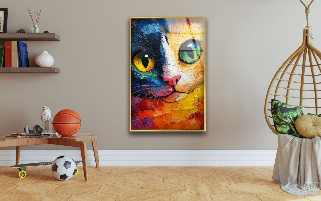 Cat Head Glass Wall Art print picture on glass, Tempered Glass Wall Art
