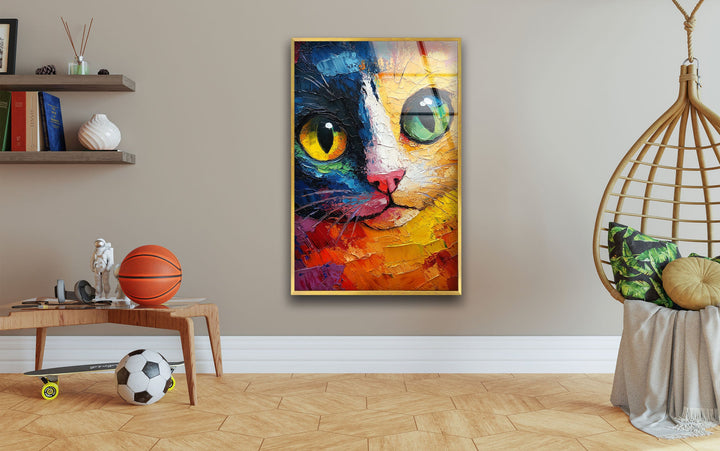 Cat Head Glass Wall Art print picture on glass, Tempered Glass Wall Art
