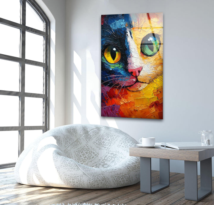 Cat Head Glass Wall Art glass wall decor, glass wall art decor
