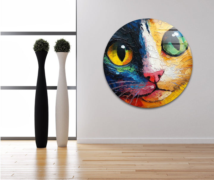 Cat Head Glass Wall Art stained glass wall art, stained glass wall decor
