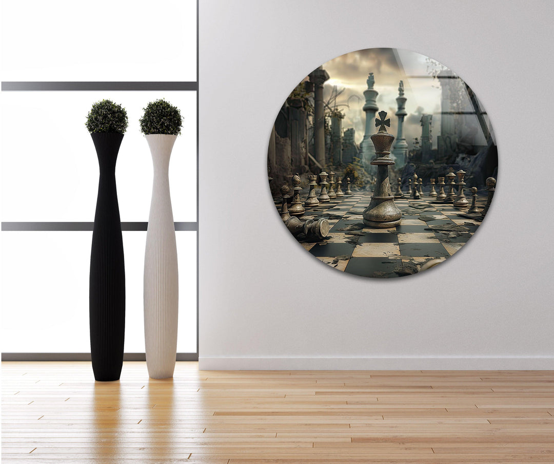 Chessboard Big Glass Wall Art custom glass photo prints, large glass prints
