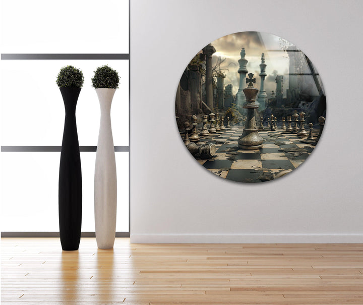 Chessboard Big Glass Wall Art custom glass photo prints, large glass prints
