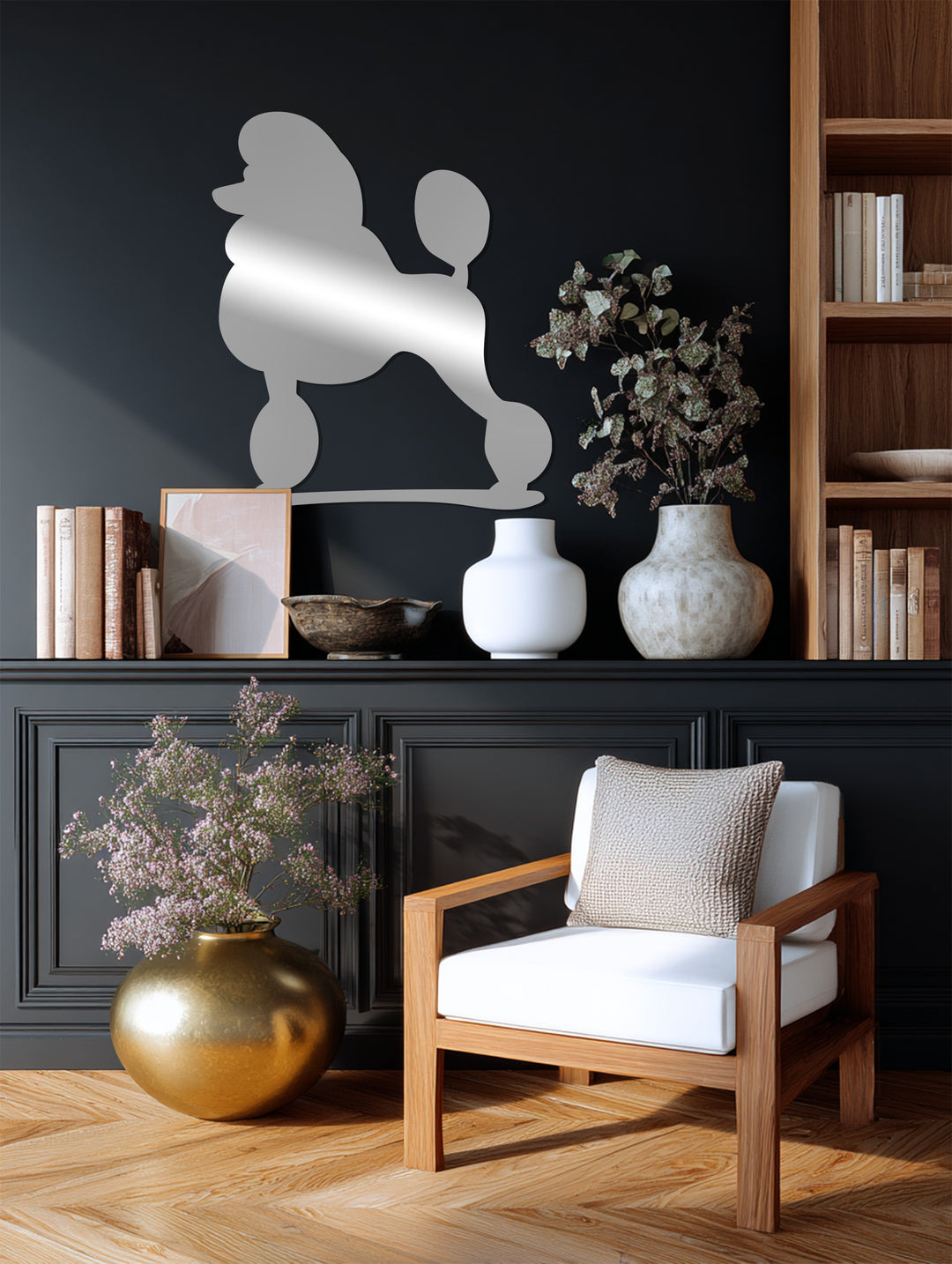 Cute dog wall décor metal poodle silhouette modern