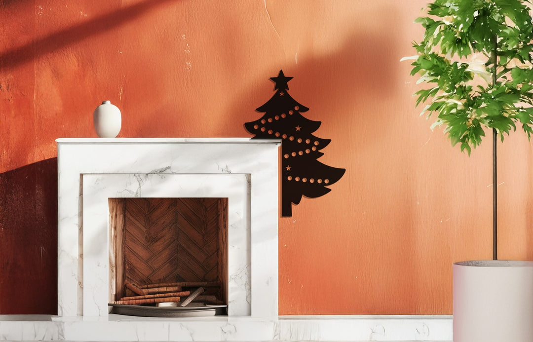 Christmas tree silhouette metal wall décor for winter homes