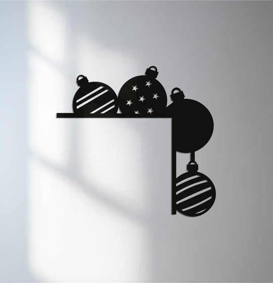 Minimal color saturation emphasizes the stark silhouette of the holiday gleam Christmas ornament metal wall decor, creating a striking festive accent.