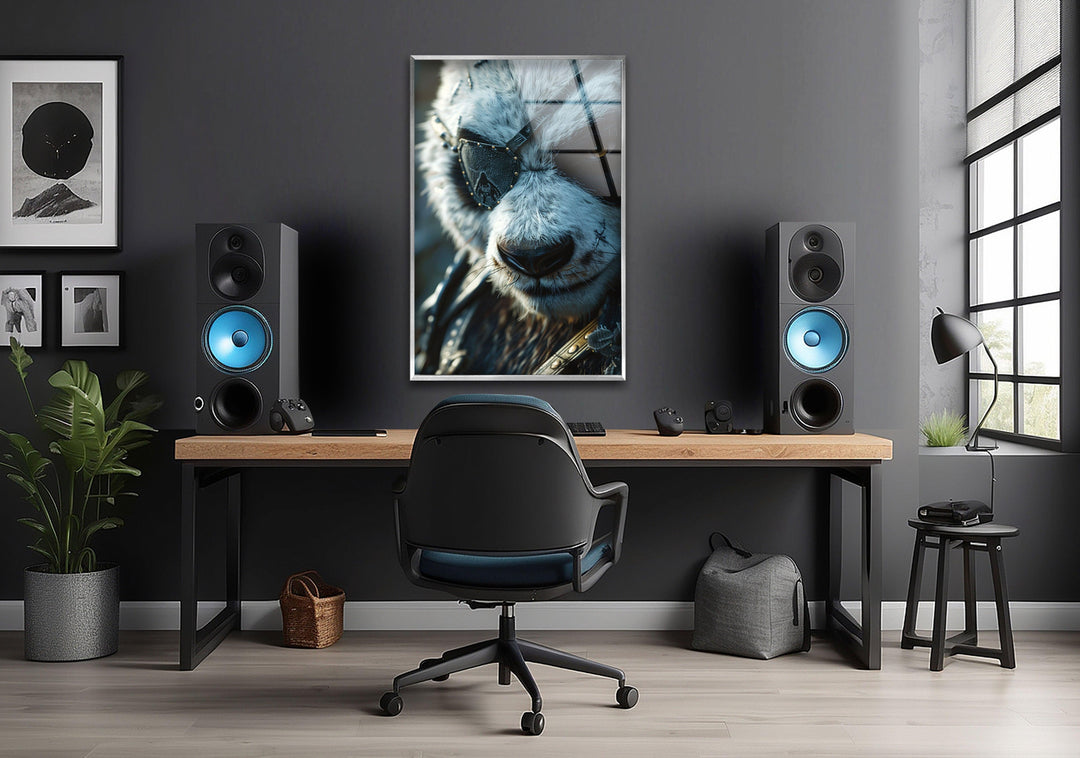 Eyepatch Panda Glass Wall Art print on glass, glass printed photos