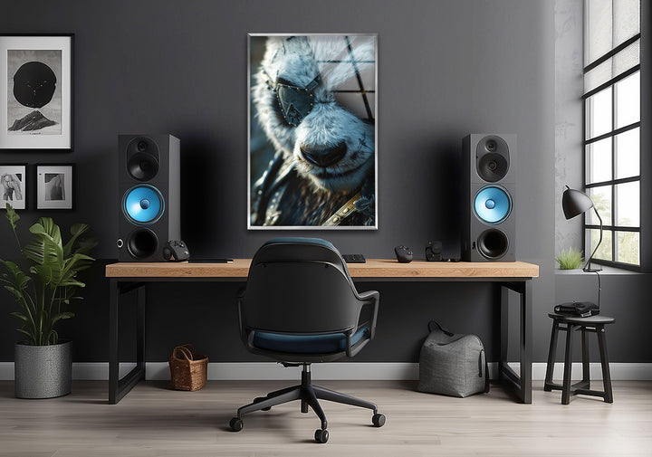 Eyepatch Panda Glass Wall Art print on glass, glass printed photos