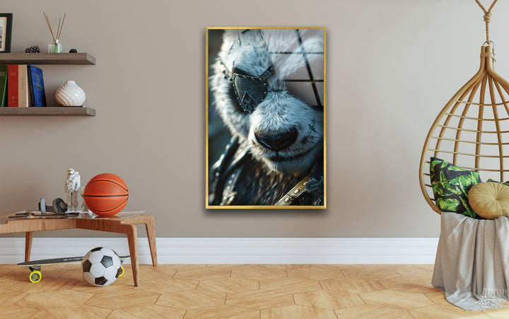 Eyepatch Panda Glass Wall Art             glass wall decor, glass wall art decor