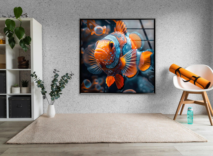 Brightly Clownfish Glass Wall Art custom glass pictures, glass art prints