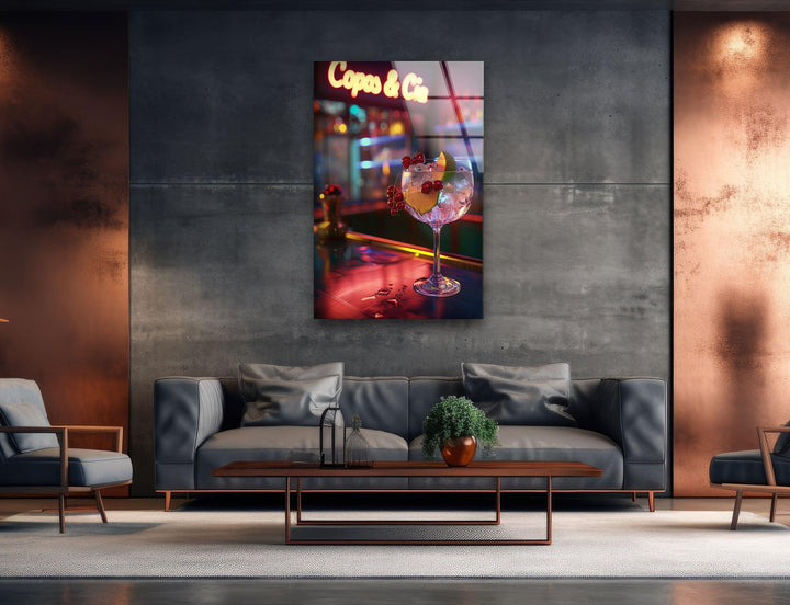 Cocktail an der Bar – Glaswandkunst