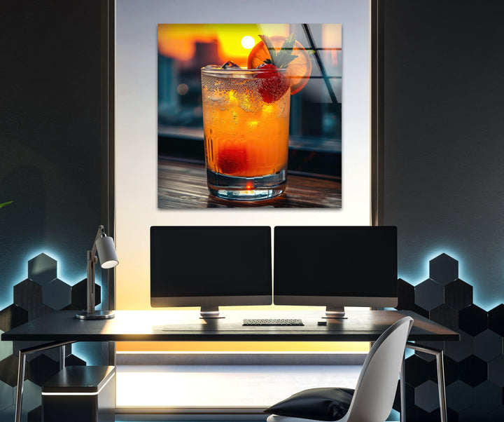 Orange Fresh Cocktailglas Wandkunst