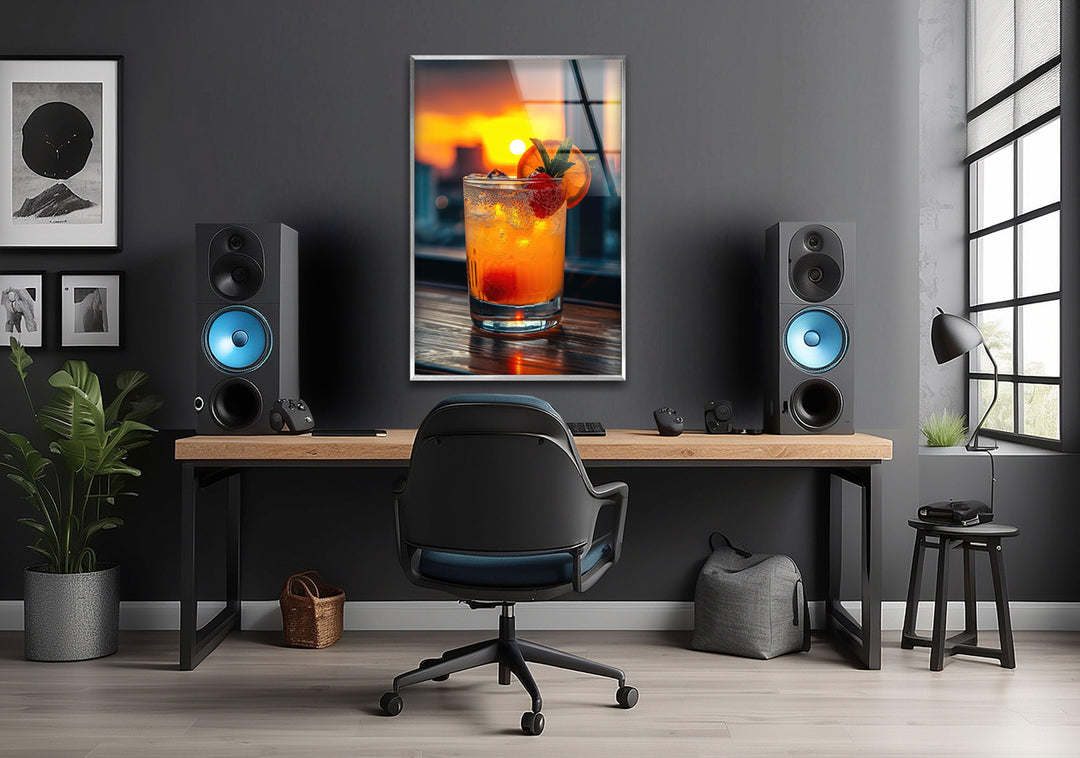 Orange Fresh Cocktailglas Wandkunst