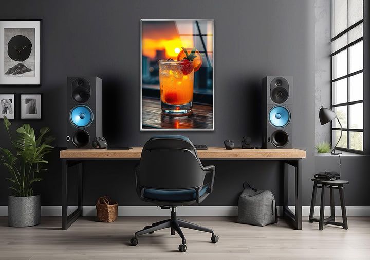 Orange Fresh Cocktailglas Wandkunst