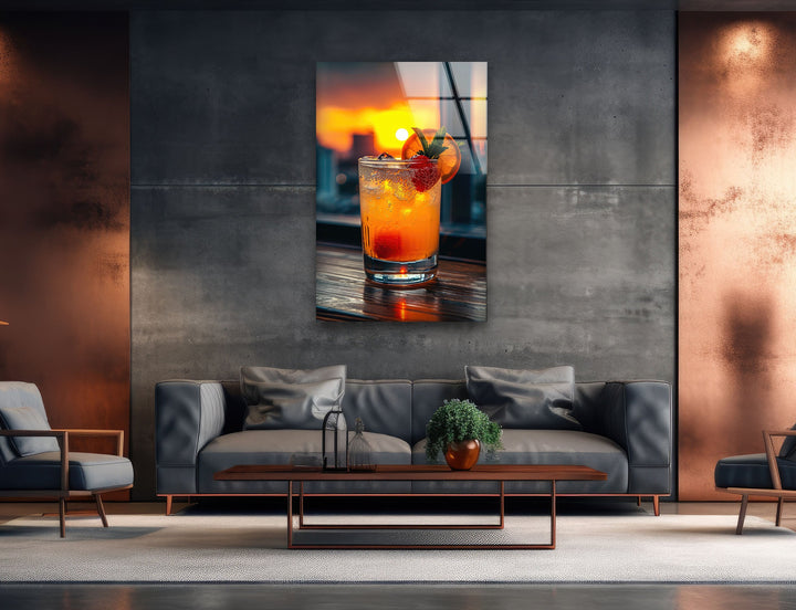 Orange Fresh Cocktailglas Wandkunst