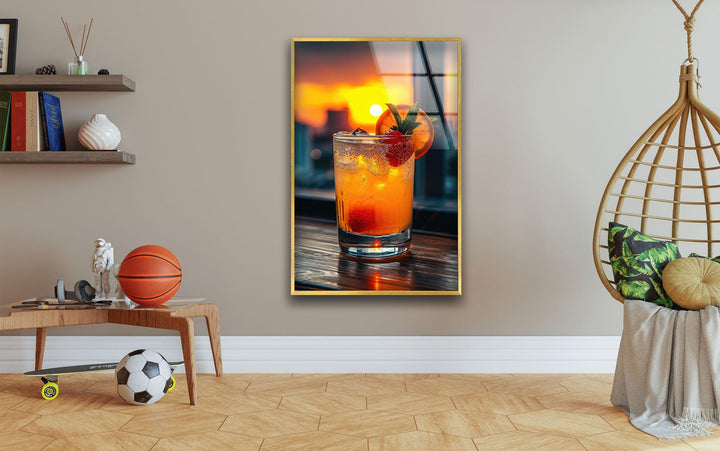 Orange Fresh Cocktailglas Wandkunst