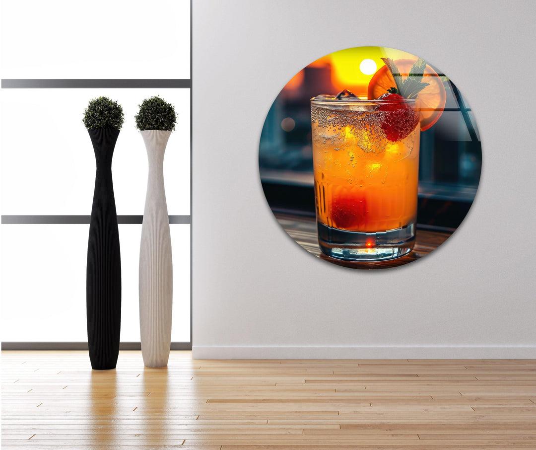 Orange Fresh Cocktailglas Wandkunst