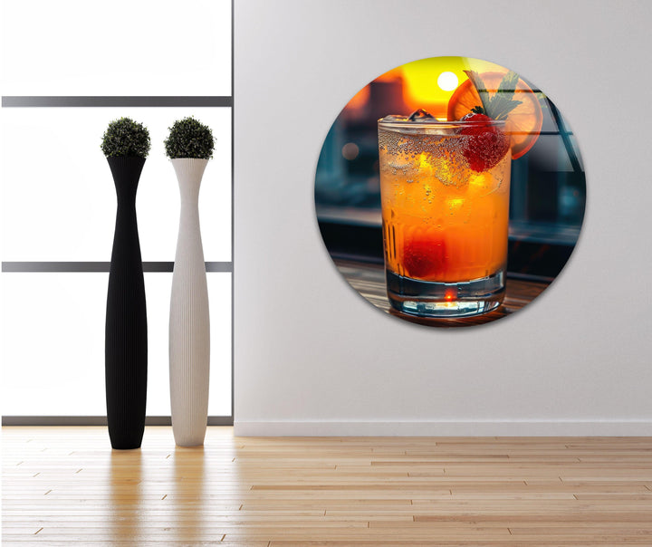 Orange Fresh Cocktailglas Wandkunst