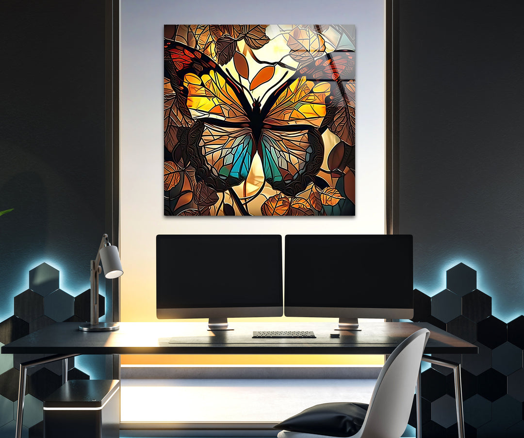 Brown Butterfly Glass Wall Art glass photo prints, glass picture prints
