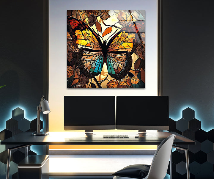 Brown Butterfly Glass Wall Art glass photo prints, glass picture prints
