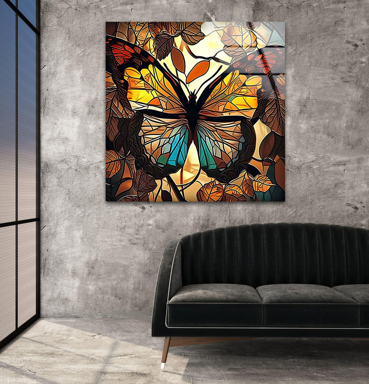 Brown Butterfly Glass Wall Art art glass wall art, glass wall art pictures
