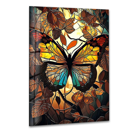 Brown Butterfly Glass Wall Art stained glass wall art, stained glass wall decor
