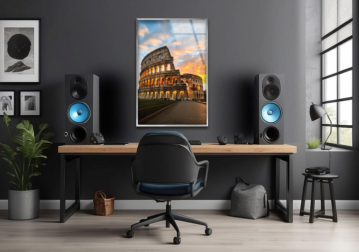 Colosseum Rome Glass Wall Art custom glass pictures, glass art prints

