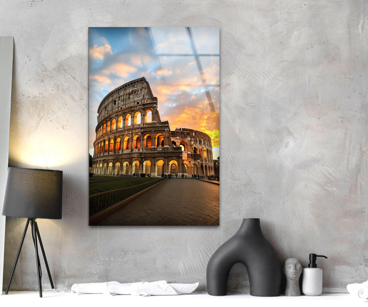 Colosseum Rome Glass Wall Art stained glass wall art, stained glass wall decor
