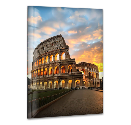 Colosseum Rome Glass Wall Art print picture on glass, Tempered Glass Wall Art

