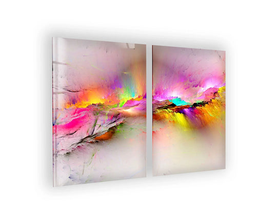 Colorful pink cloud abstract glass wall art features a vibrant abstract design and is a modern glass wall art ideal for abstract wall decor with a pink cloud theme