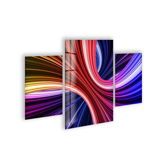 Neon Colors Swirl abstract glass wall art shows a vivid modern design and bold neon hues and colorful swirl abstract art