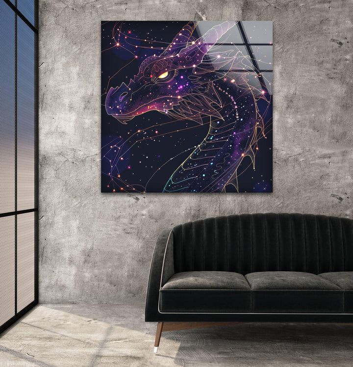 Wandbild aus Glas mit Drachen-Sternbild