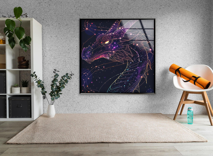 Wandbild aus Glas mit Drachen-Sternbild