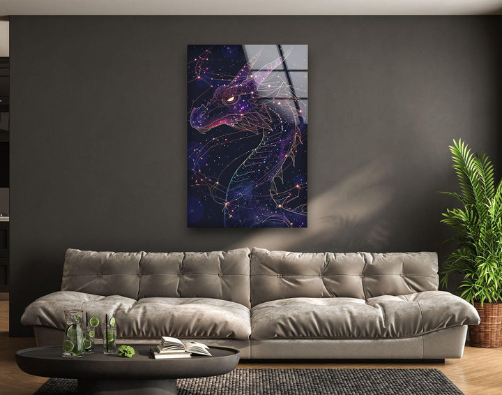 Wandbild aus Glas mit Drachen-Sternbild