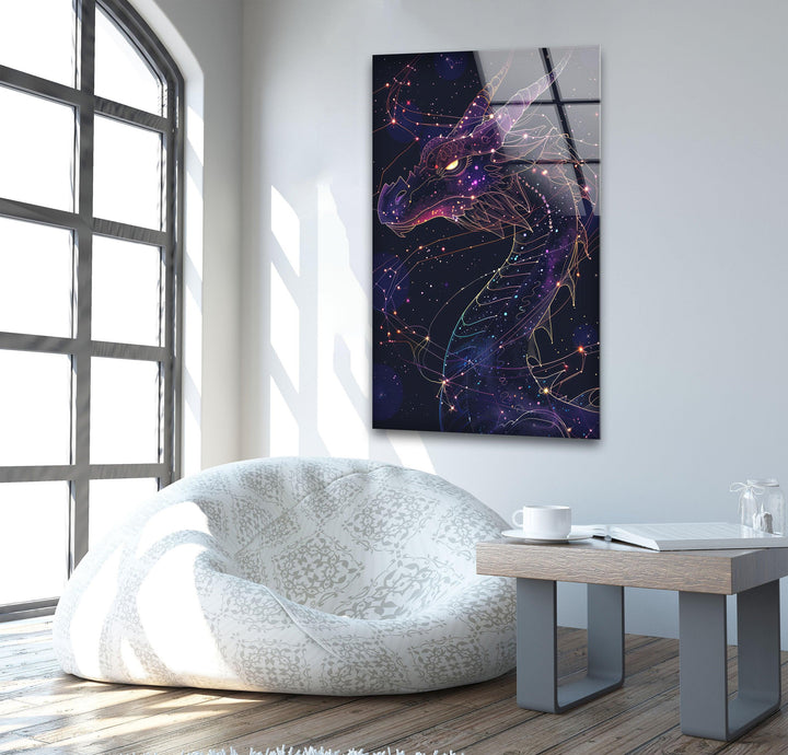 Wandbild aus Glas mit Drachen-Sternbild