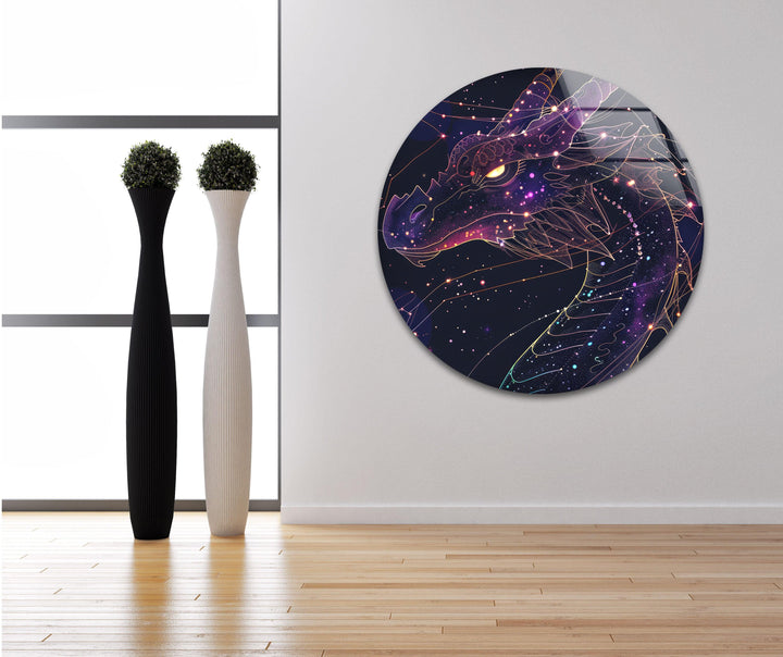 Wandbild aus Glas mit Drachen-Sternbild