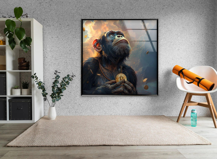 Bitcoin-Affe-Glaswandkunst