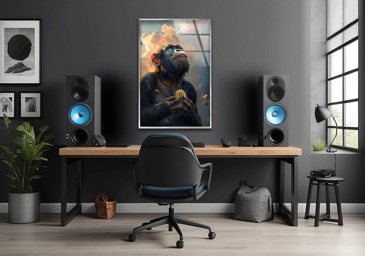 Bitcoin-Affe-Glaswandkunst