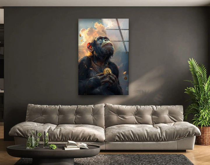 Bitcoin-Affe-Glaswandkunst