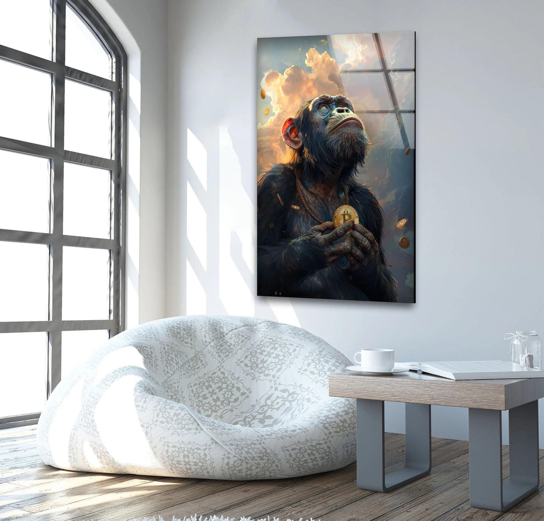 Bitcoin-Affe-Glaswandkunst