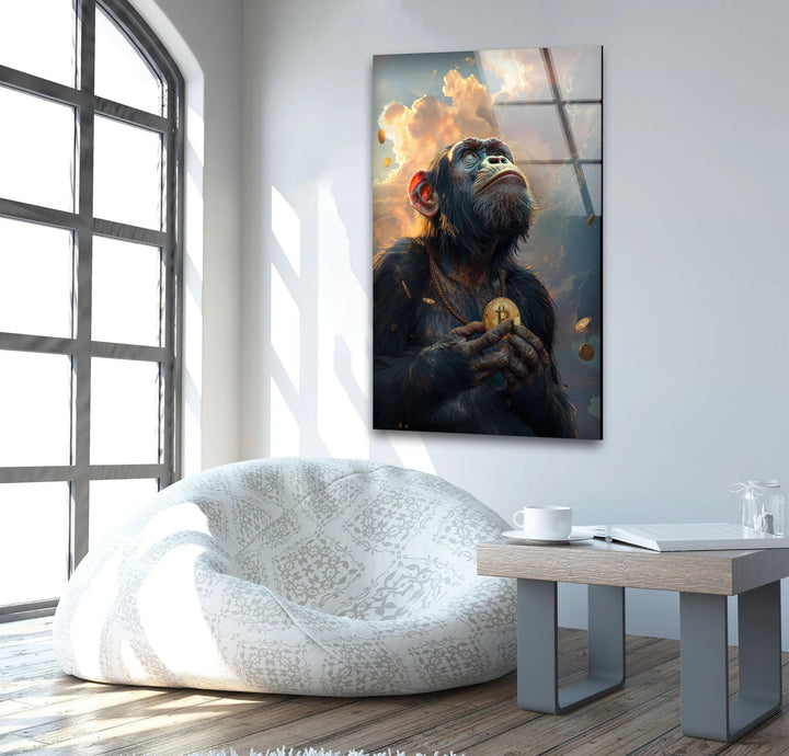 Bitcoin-Affe-Glaswandkunst