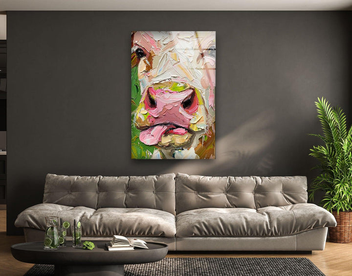 Cow Painting Glass Wall Art large glass photo prints, glass wall photos