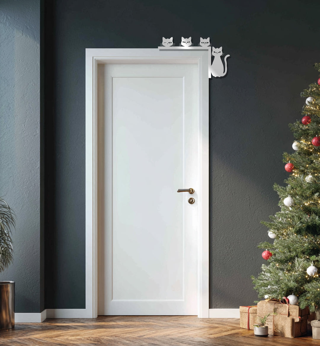 Modern feline silhouette metal wall decoration design