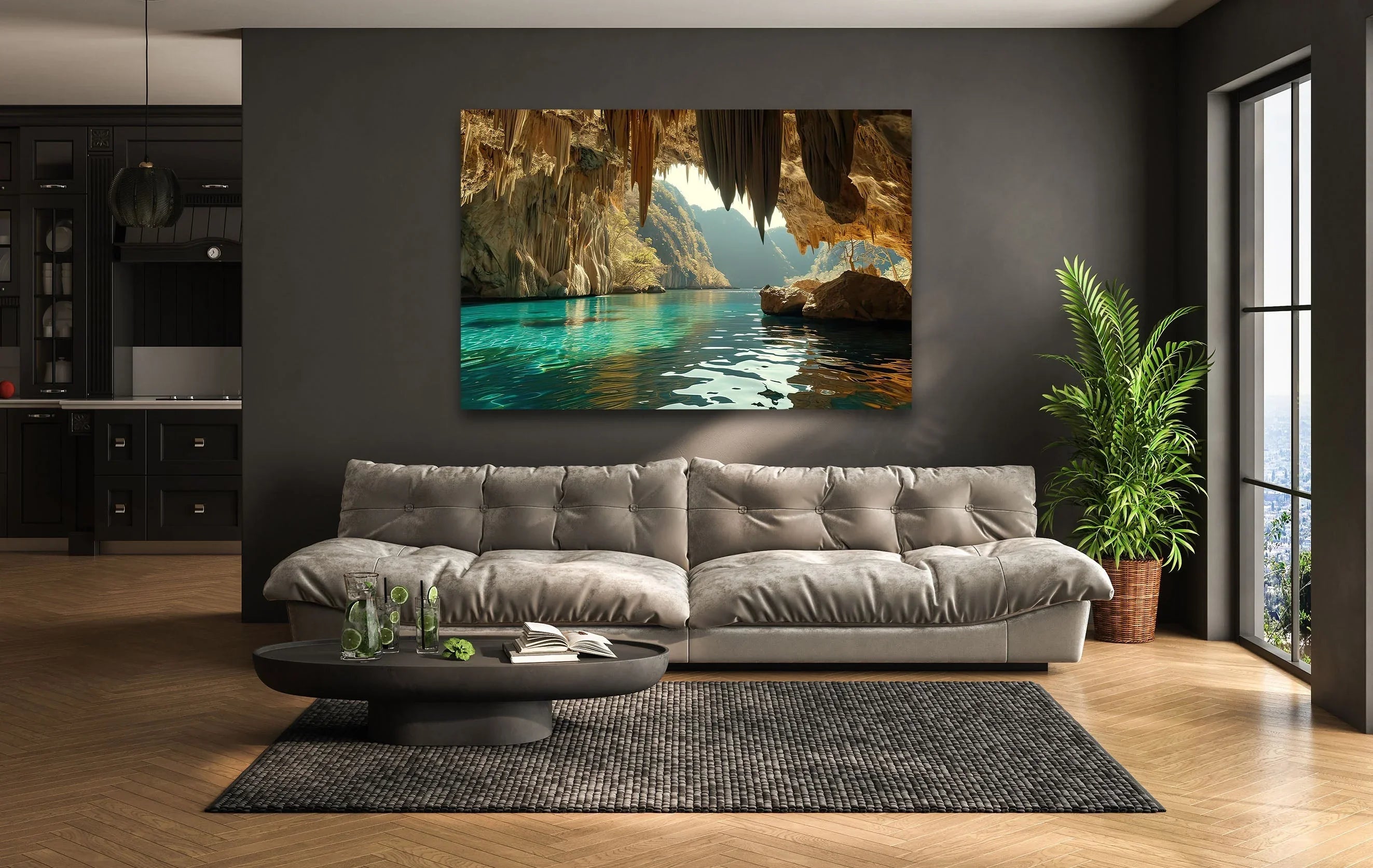 Hidden Cave Lagoon Glass Wall Art - Breathtaking Crystal Waters