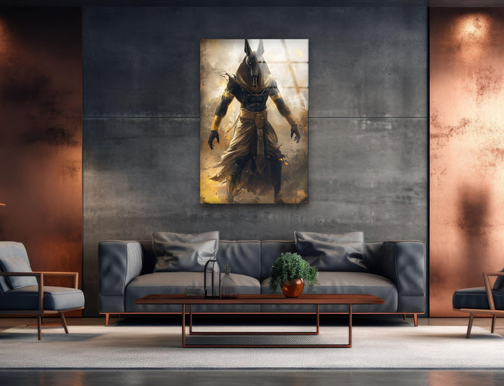 Curse Of Anubis Glass Wall Art, glass art painting, glass art for the Wall