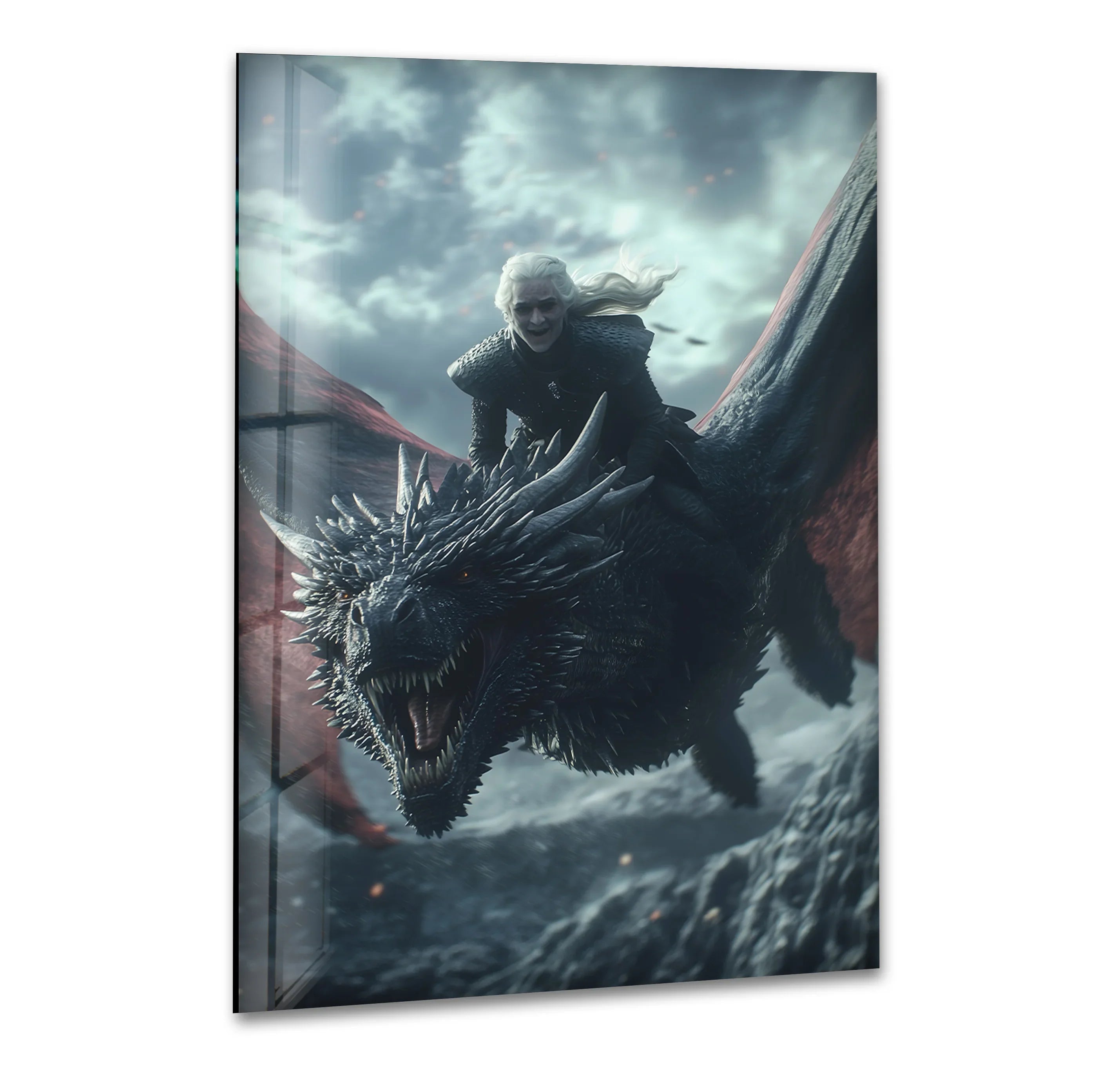 Daemon Targaryen Riding Dragons – Epic Glass Wall Art – MyPhotoStation